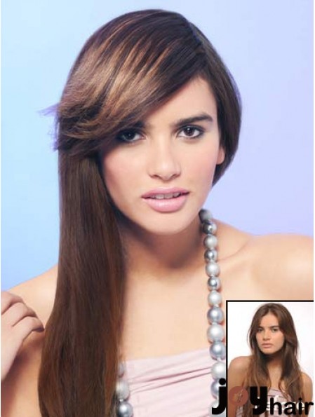 Synthetic Brown Clip On Fringe