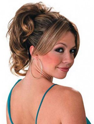 Ponytail Hair Extensions With Synthetic Wavy Style Brown Color